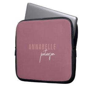 Simple Modern Personalised Dusty Rose Minimalist Laptop Sleeve