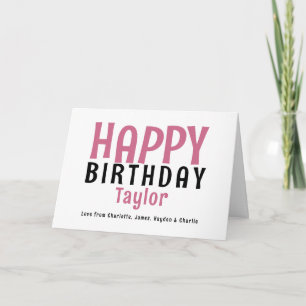 Simple Modern Personalised Name Happy Birthday Card