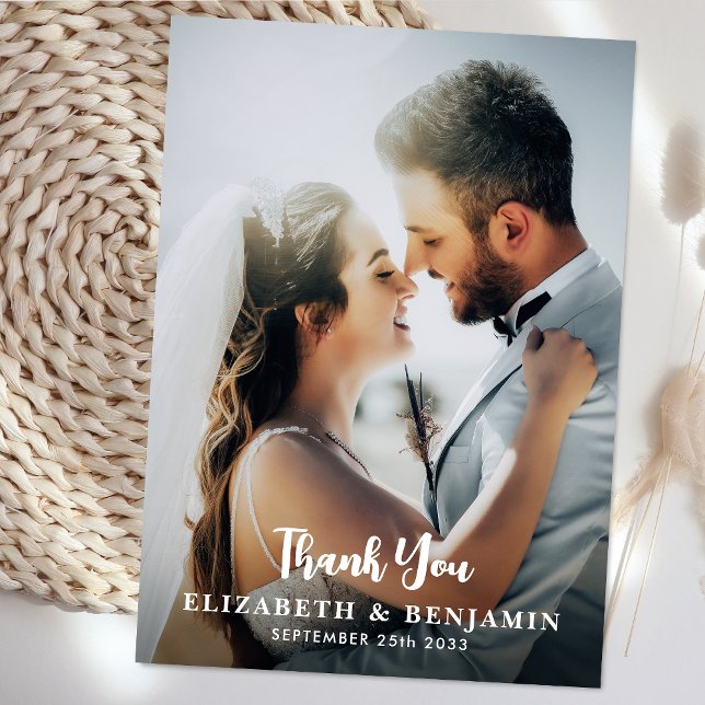 Simple Modern Personalised Photo Wedding Thank You Card (Creator Uploaded)