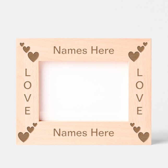 Simple Modern Personalised Three Hearts Etched Frames (Front)