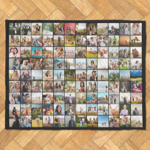 Simple Modern Personalized 108 Photo Collage Fleece Blanket