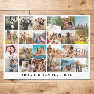 Simple Modern Personalized 24 Photo Collage Tablecloth