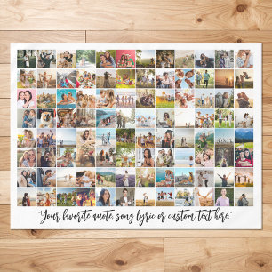 Simple Modern Personalized 96 Photo Collage Tablecloth