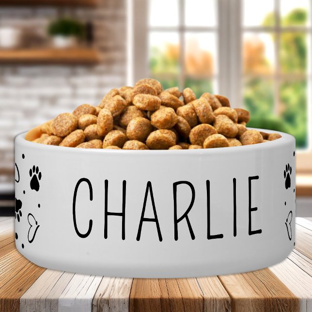 Simple Modern Personalized Dog Cat Pet  Bowl (Creator Uploaded)