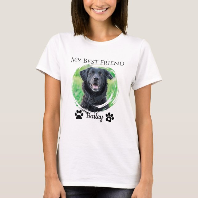 Simple Modern Pet Best Friend Photo Name T-Shirt (Front)