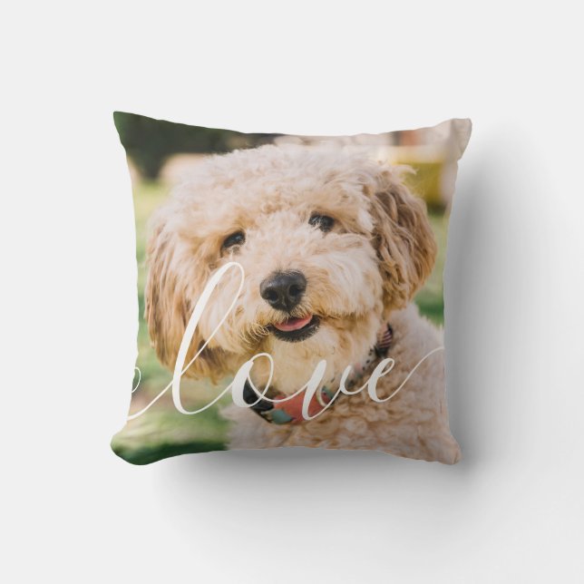 Simple Modern Pet Photo Script Love Cushion (Front)