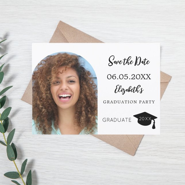 Simple modern photo arch Graduation Party Save The Date (Creator Uploaded)
