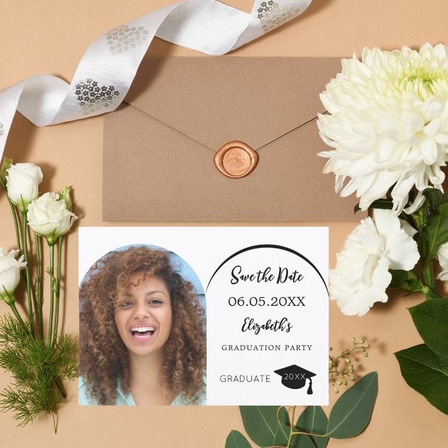Simple modern photo arch Graduation Party Save The Date (Creator Uploaded)