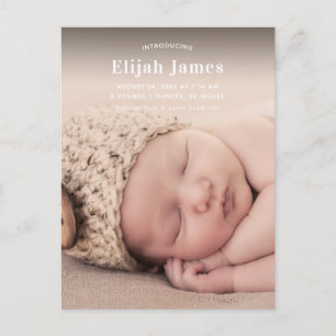 Simple Modern Photo Baby Announcement Postcard