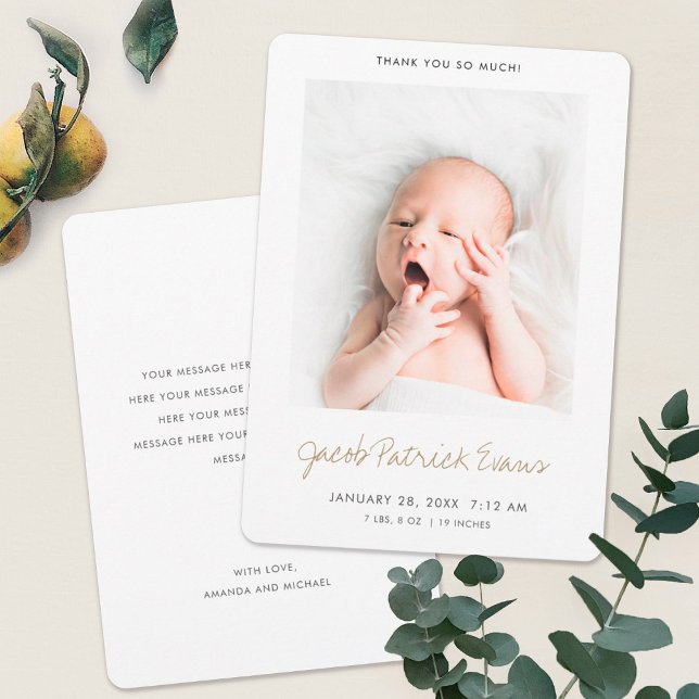 Simple Modern Photo Baby Gift Thank You Card (Creator Uploaded)