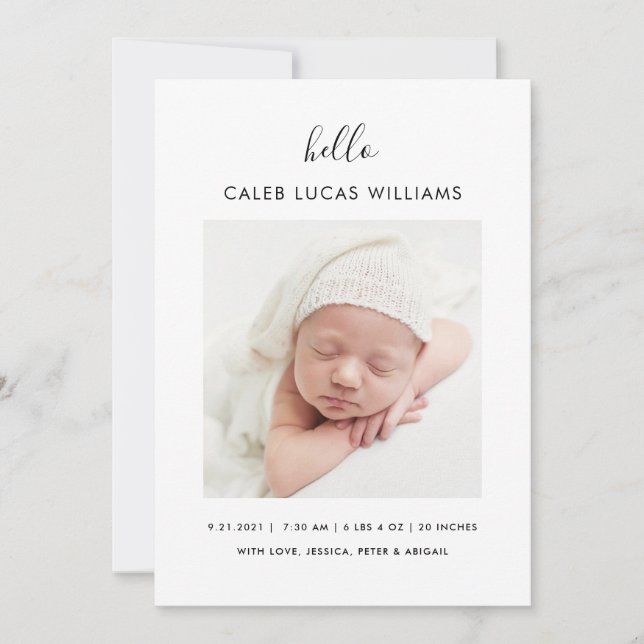 Simple Modern Photo Birth Announcement (Front)