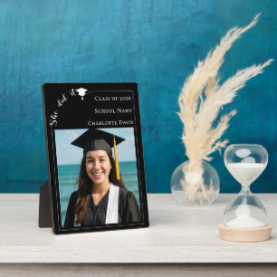Simple modern photo black white Graduate Plaque