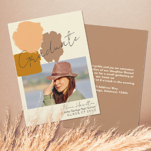 Simple Modern Photo Boho Terracotta Graduation Announcement