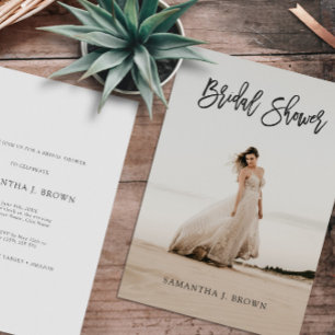 Simple Modern Photo Bridal Shower Invitation