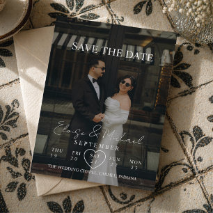 Simple Modern Photo Calendar Save The Date Wedding Invitation
