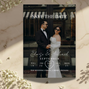 Simple Modern Photo Calendar Save The Date Wedding Invitation