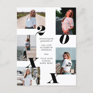 Simple Modern Photo Collage Graduation Announcement Postcard