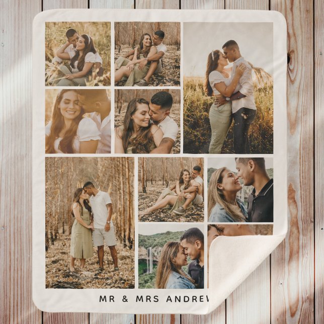 Simple Modern Photo Collage Lovely Couple Sherpa Blanket (Creator Uploaded)