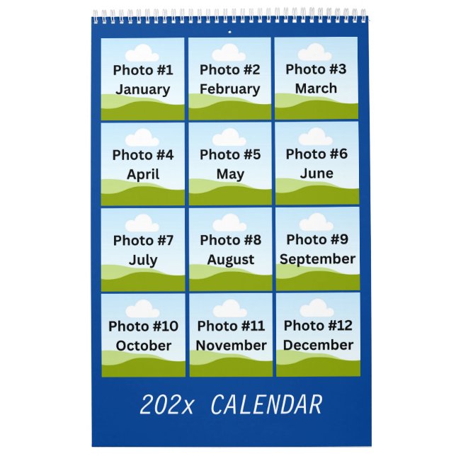 Simple Modern Photo Collage Minimalist Custom 2025 Calendar (Cover)