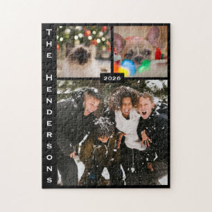 Simple Modern Photo Collage with Black Background Jigsaw Puzzle