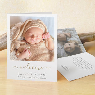 Simple Modern Photo Custom Birth Announcement