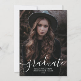 Simple Modern Photo Elegant Script Graduation   Announcement