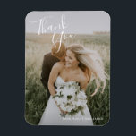 Simple Modern Photo Elegant Wedding Magnet<br><div class="desc">Simple wedding magnets with "Thank You" in an elegant handwritten script across the top left and your names in the bottom right, over your favorite photo. The chic hand lettering adds a romantic touch to this minimalist design. These magnets are great as a personalized wedding favor your guests will want...</div>