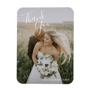 Simple Modern Photo Elegant Wedding Magnet