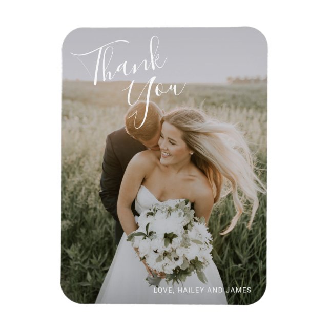 Simple Modern Photo Elegant Wedding Magnet (Vertical)