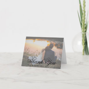 Simple Modern Photo Elegant Wedding Thank You Card
