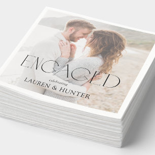 Simple Modern Photo Engagement Party  Napkin