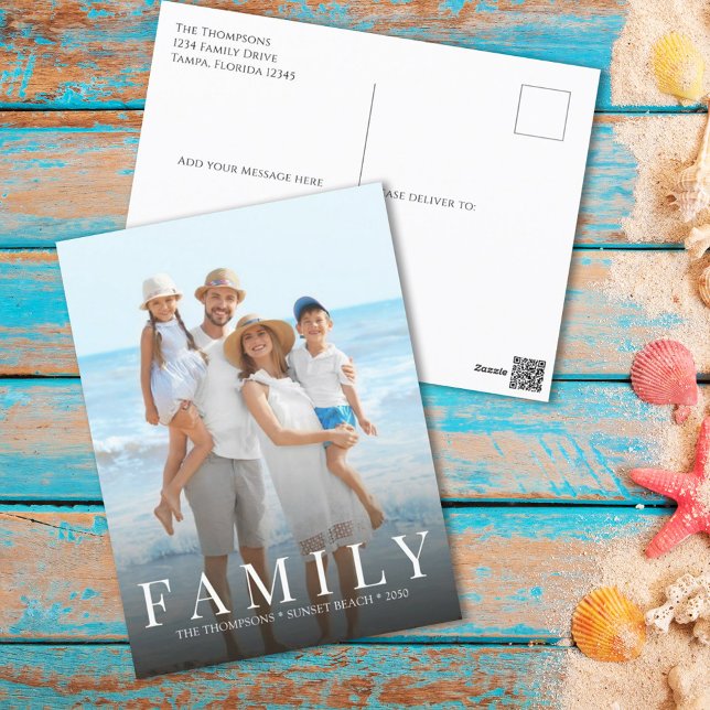 Simple Modern Photo Family Minimalist Custom Postcard (Creator Uploaded)