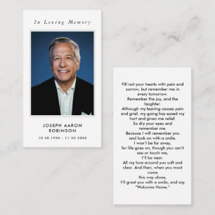 Simple Modern Photo Funeral Memorial Prayer Card