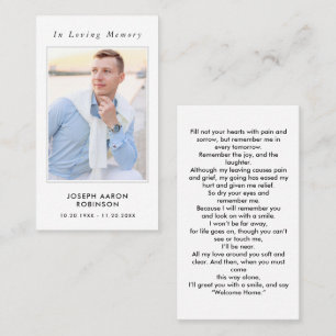 Simple Modern Photo Funeral Memorial Prayer Cards