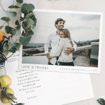 Simple Modern Photo Gold Thank You Wedding Postcar Postcard<br><div class="desc">This simple, stylish modern photo wedding thank you postcard template features your names and date beneath your photo along with 'LOVE & THANKS' highlighted in an elegant shade of medium dark green. The other text on the front is a slightly softened black. You might choose to change the font, punctuation...</div>