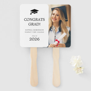 Simple Modern Photo Grad Cap Graduation Hand Fan