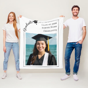 Simple modern photo Graduate Fleece Blanket