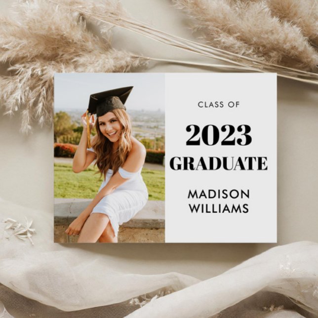 Simple Modern Photo Graduation Announcement Postcard (Creator Uploaded)