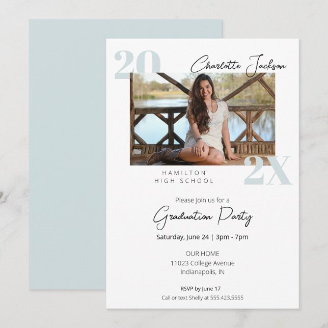 Simple Modern Photo Graduation Invitation (Front/Back)