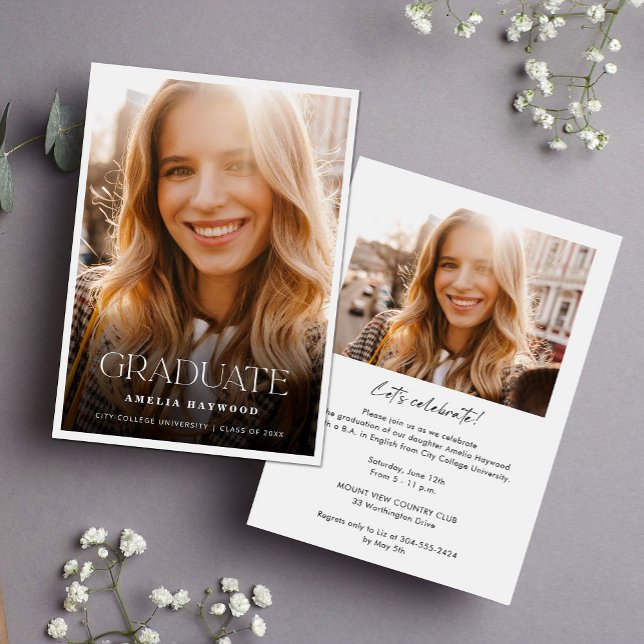 Simple Modern Photo Graduation Party Invitation (Creator Uploaded)