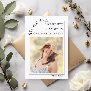 Simple modern photo Graduation party Save the Date