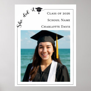 Simple modern photo Graduation Party welcome Poster
