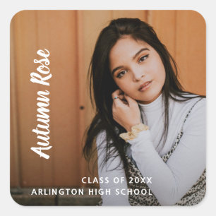 Simple Modern Photo Graduation Square Sticker