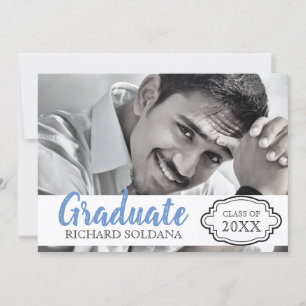 Simple Modern Photo Guy Graduation Invitation