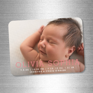 Simple Modern Photo Magnet   Birth Announcement