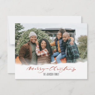 Simple Modern Photo Merry Christmas Script Photo Holiday Card