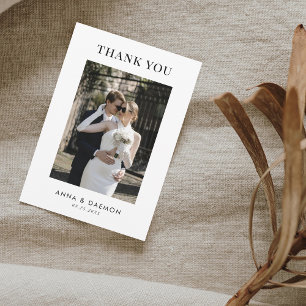 Simple Modern Photo & Message Minimalist Wedding Thank You Card