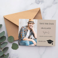 Simple modern photo mocha beige guy Graduation