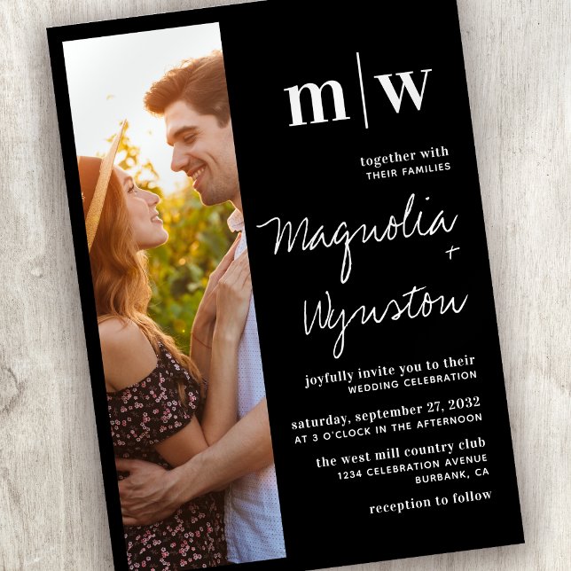 Simple Modern Photo Monogram Wedding Invitation (Creator Uploaded)