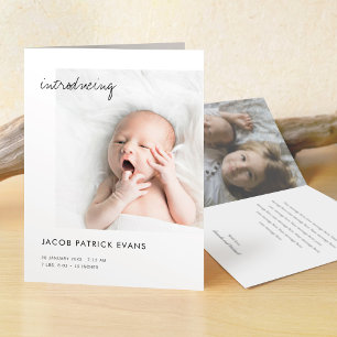 Simple Modern Photo New Baby Boy or Girl Birth Announcement
